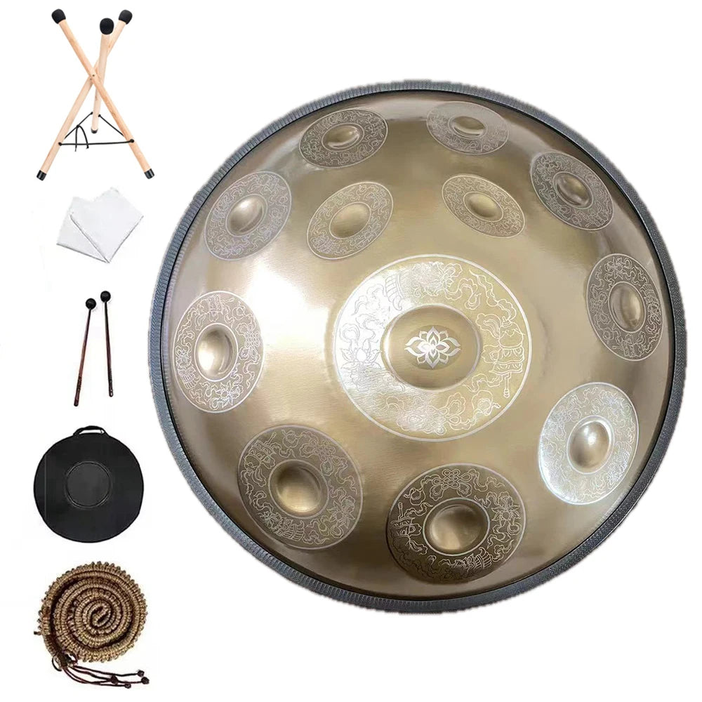 22-дюймовий барабан Carve Golden Professional Handpan Drum D Minor